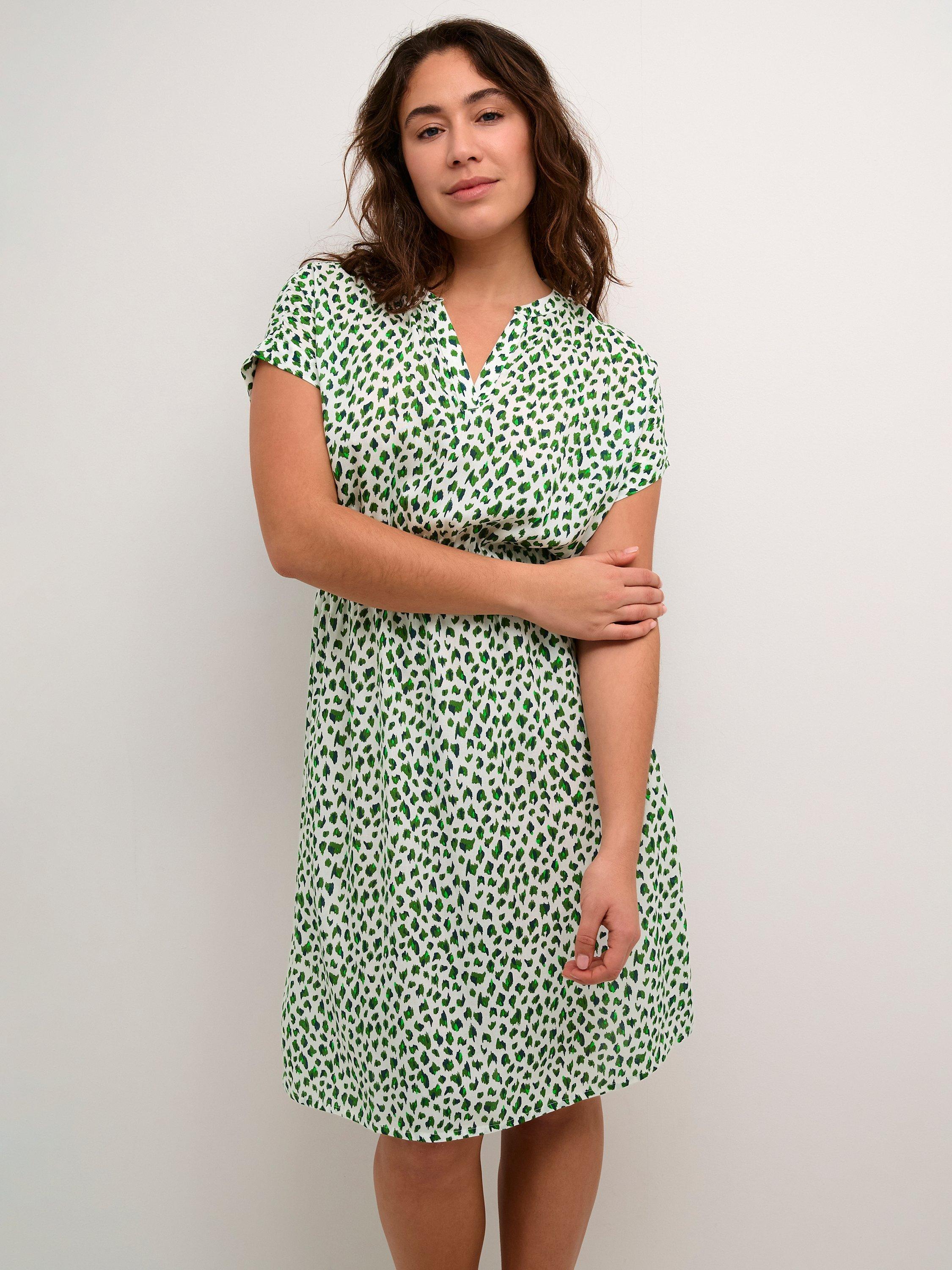 KAFFE Ano Animal Print Dress, Green/Multi