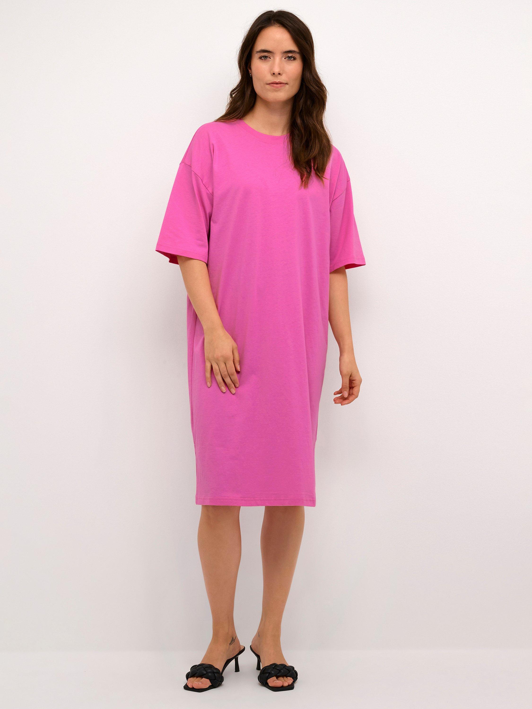 Kaffe Edna Oversized T Shirt Dress Fuchsia