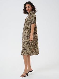 KAFFE KAbeathe Frill Collar Knee Length Dress, Oak/Black