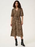 KAFFE KAarina Leopard Midi Shirt Dress, Brown/Multi