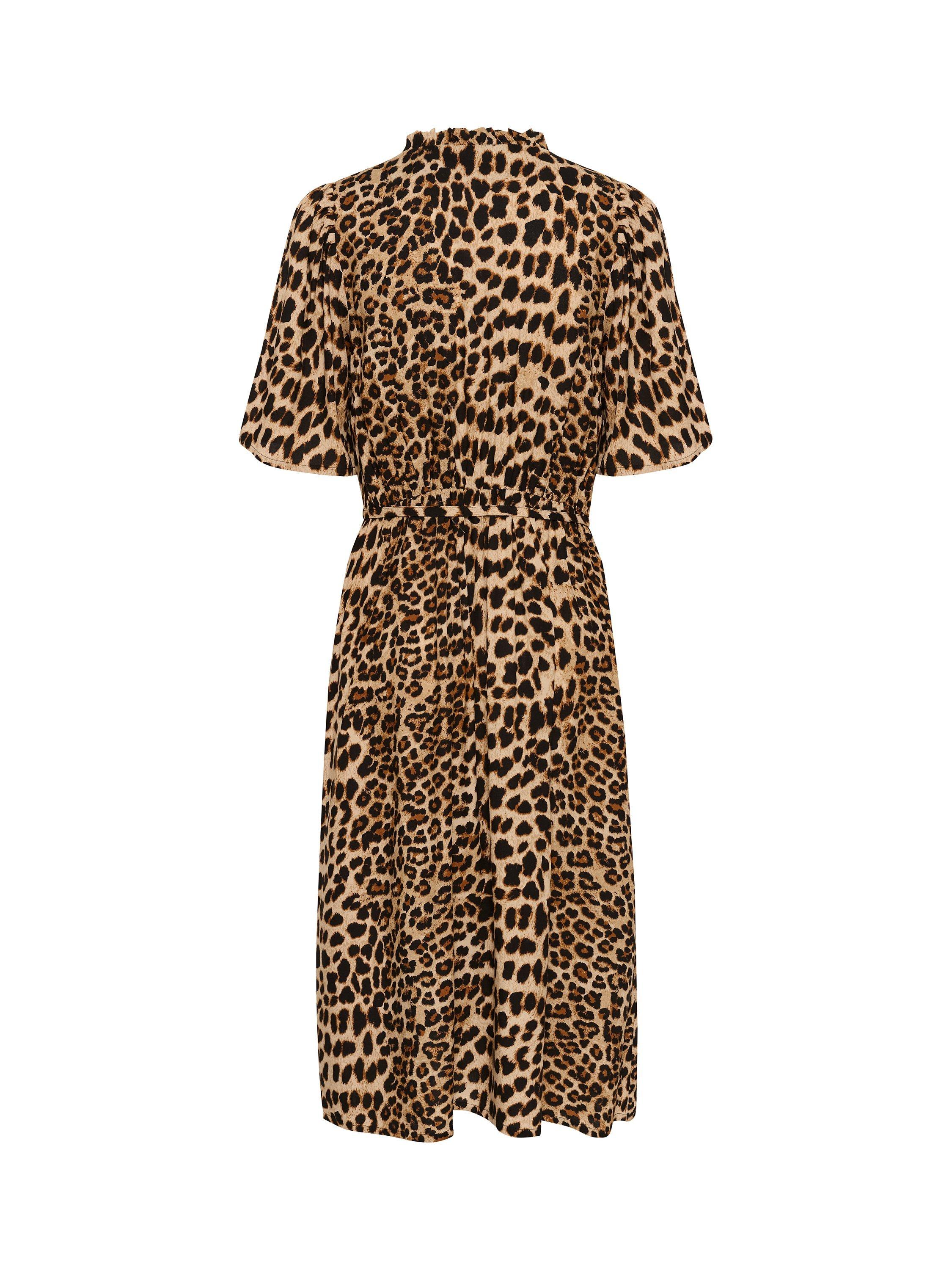 Product image 6 of 6, which shows KAFFE KAarina Leopard Midi Shirt Dress, Brown/Multi, 8