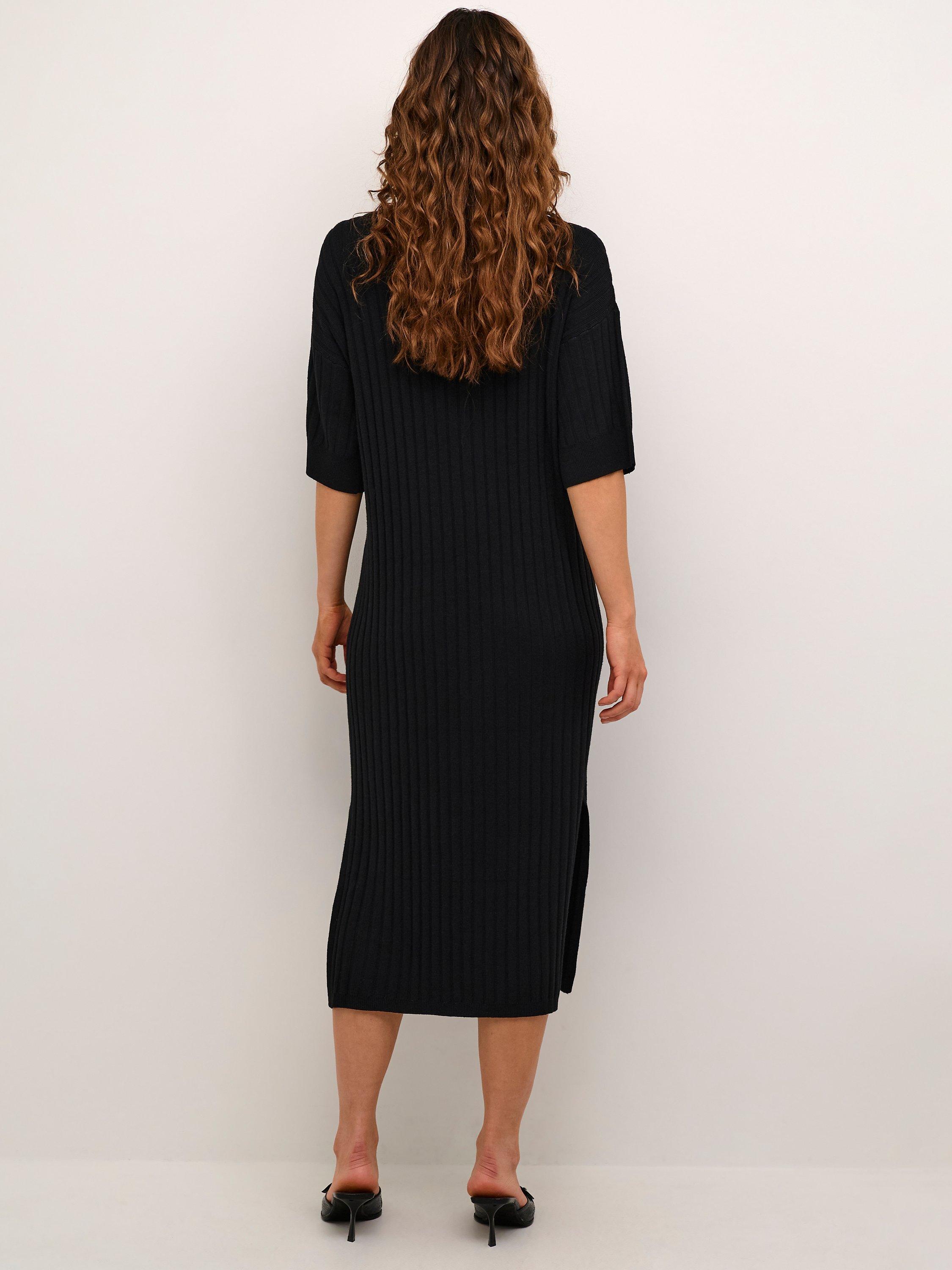 Product image 2 of 4, which shows KAFFE Lola Rib Knit Dress, Black Deep, L