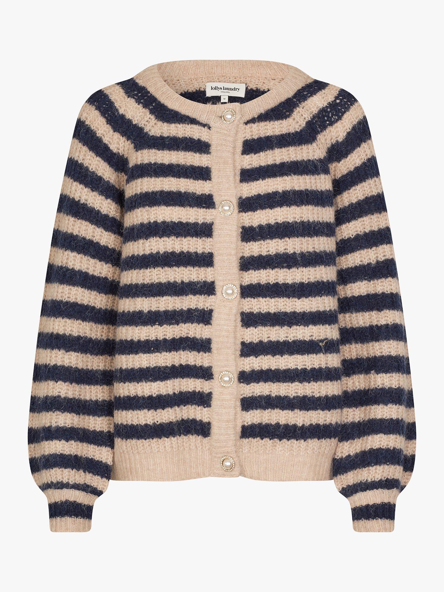 Product image 5 of 6, which shows Lollys Laundry Nova Stripe Cardigan, Dark Blue/Cream, XS