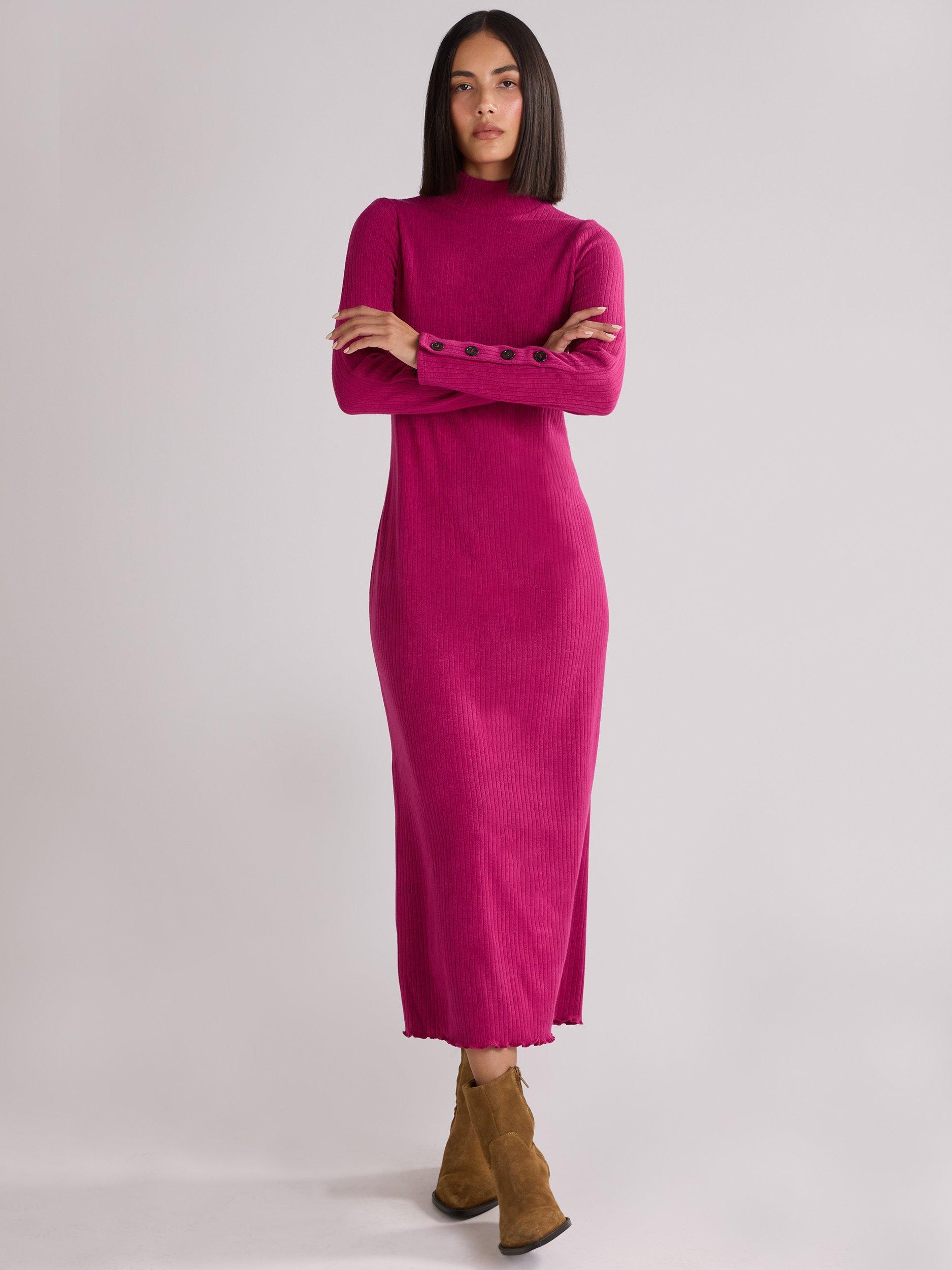 Pink knit midi dress sale