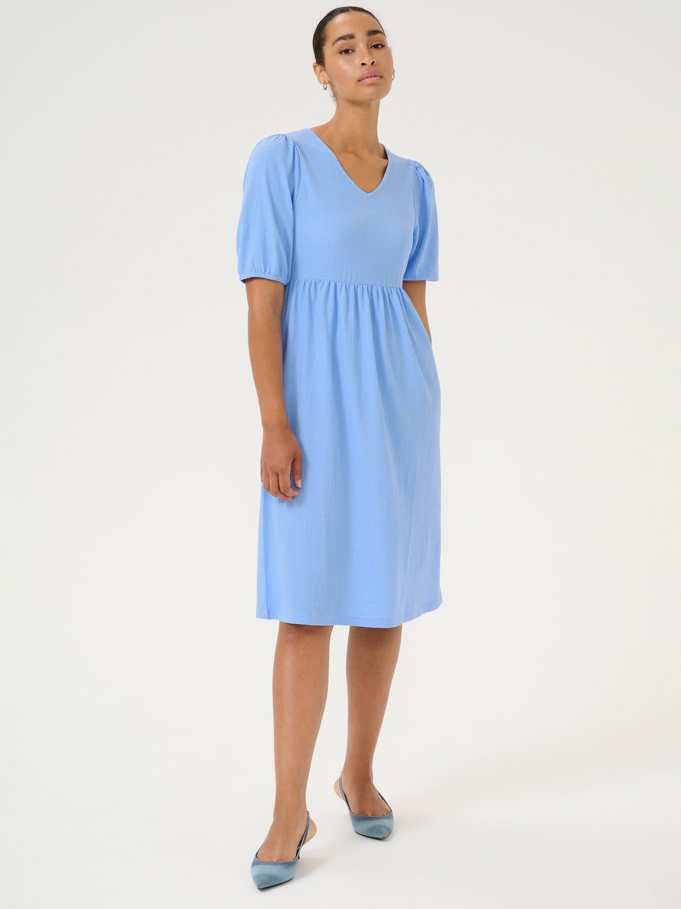 Product image 1 of 6, which shows KAFFE KAveneda Knee Length Dress, Vista Blue, XS