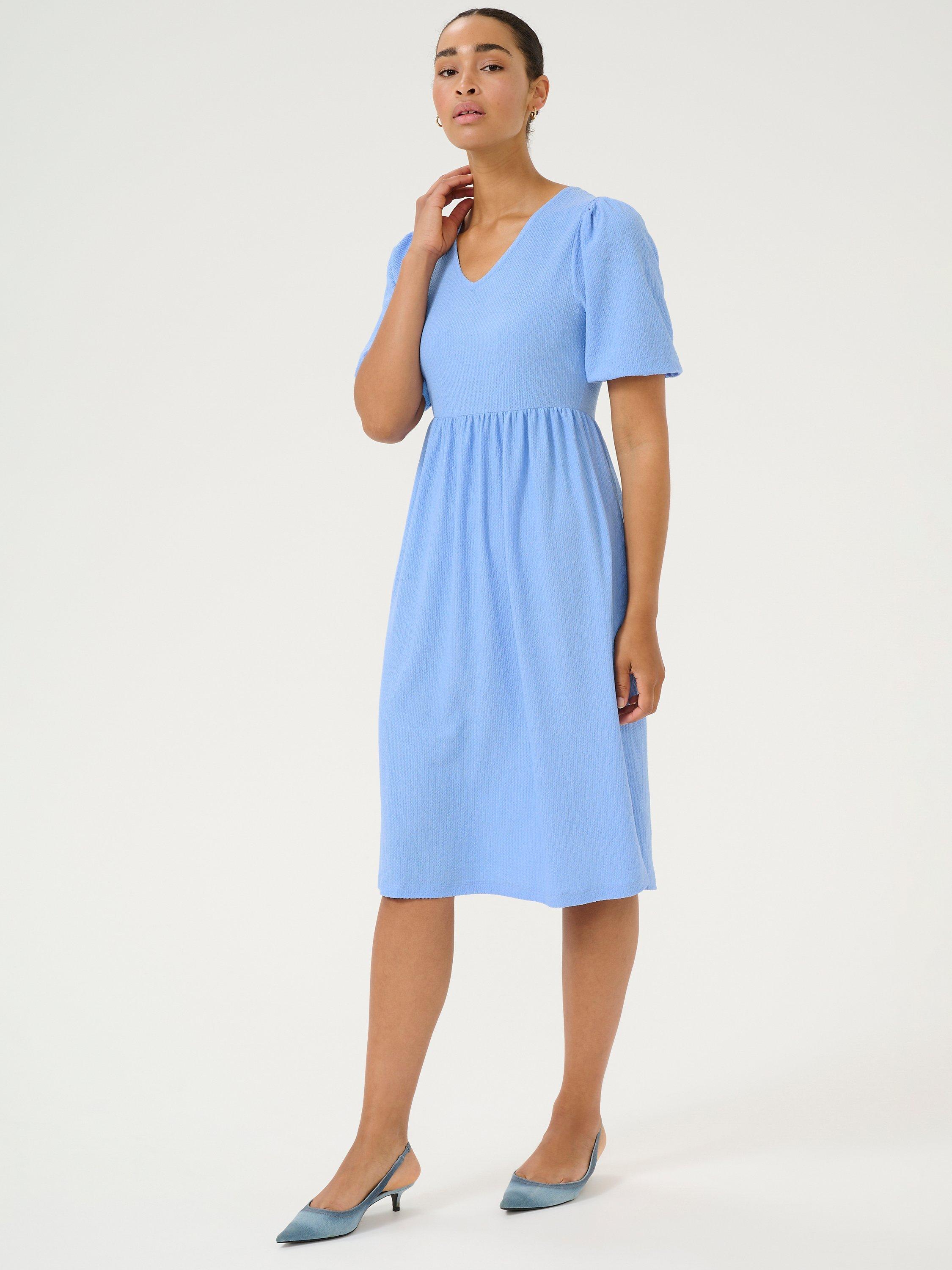 Product image 3 of 6, which shows KAFFE KAveneda Knee Length Dress, Vista Blue, XS
