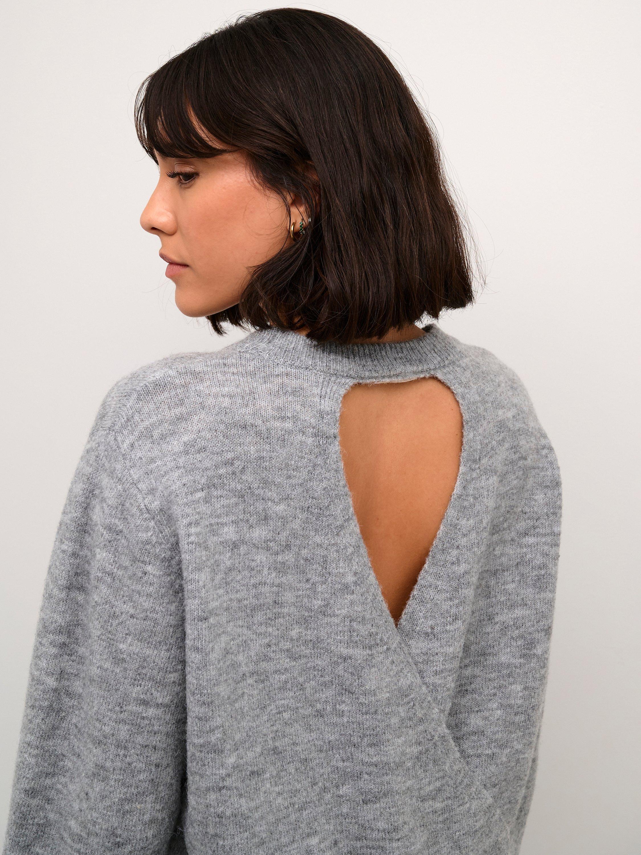 KAFFE KAmalene Wrap Jumper, Grey Melange, L