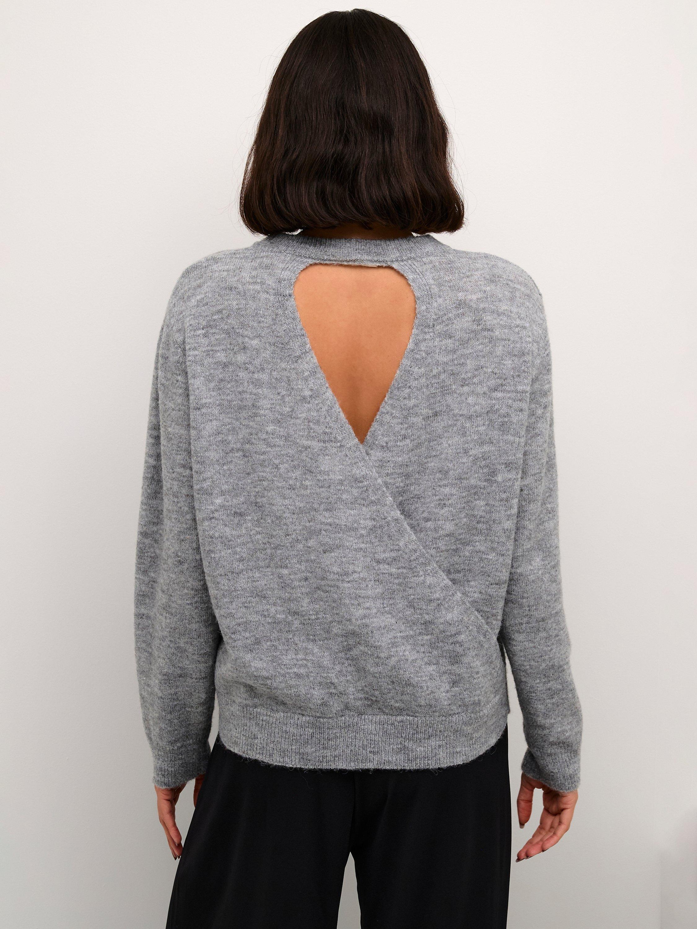 KAFFE KAmalene Wrap Jumper, Grey Melange, L