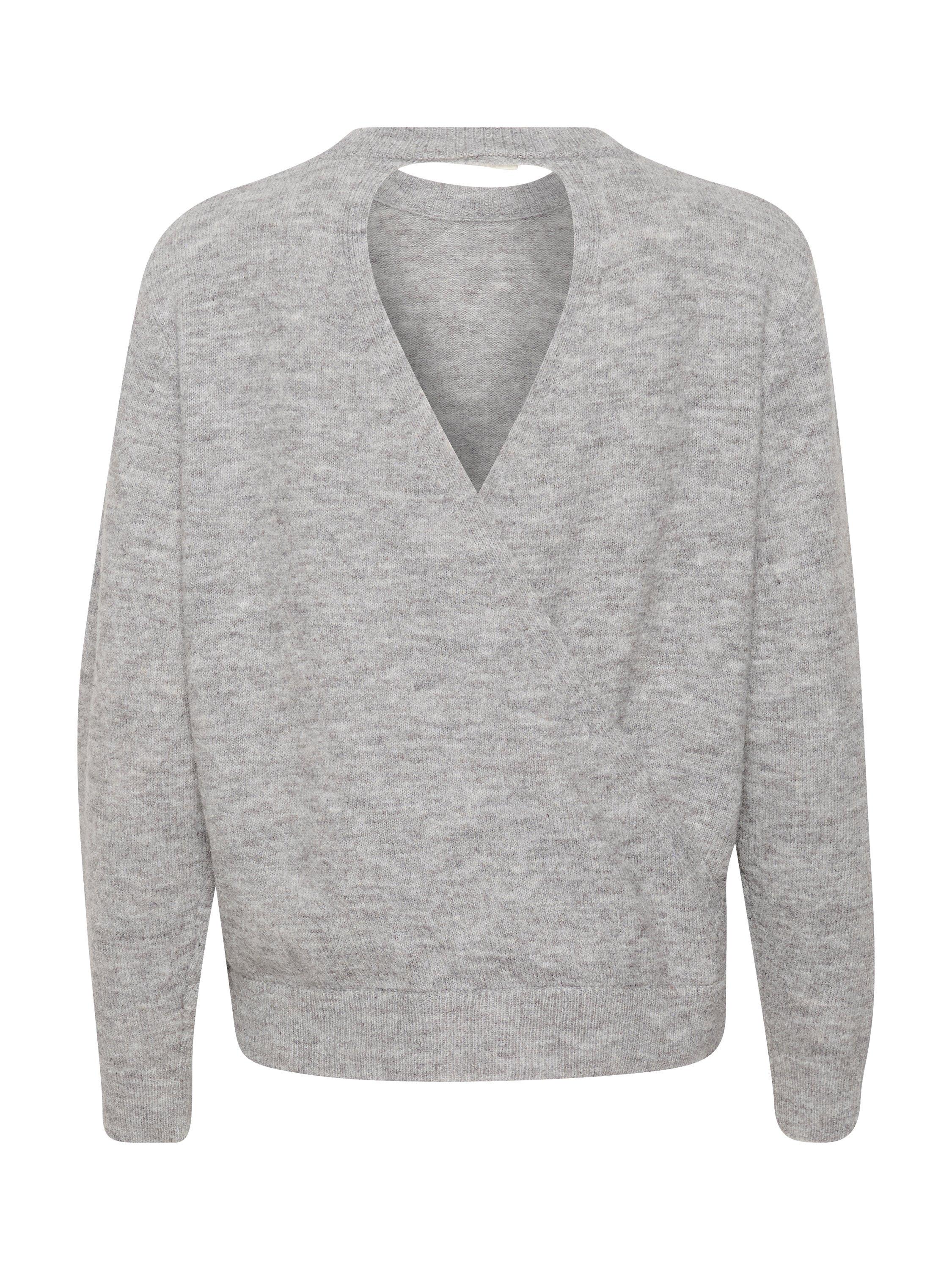 KAFFE KAmalene Wrap Jumper, Grey Melange, L