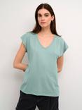 KAFFE Lise V-Neck T-Shirt, Granite Green