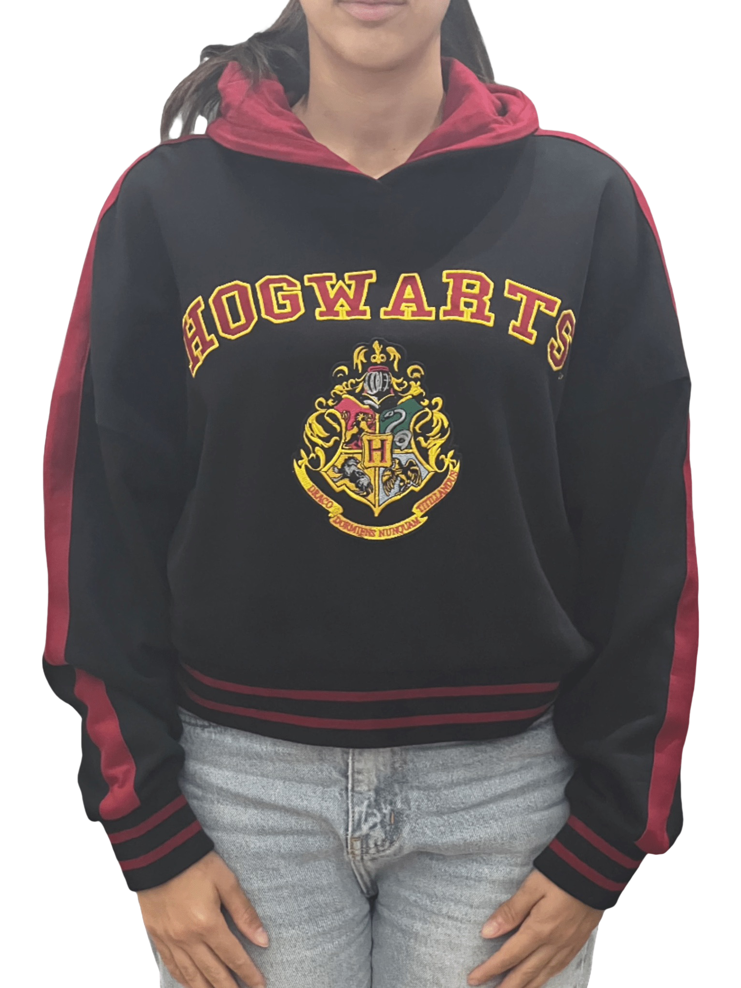 Harry Potter Hogwarts Crop Hoodie Black Black