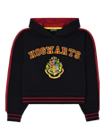 Harry Potter Hogwarts Crop Hoodie, Black Black