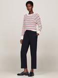 Tommy Hilfiger Cable Stripe Organic Cotton Jumper, White/Multi