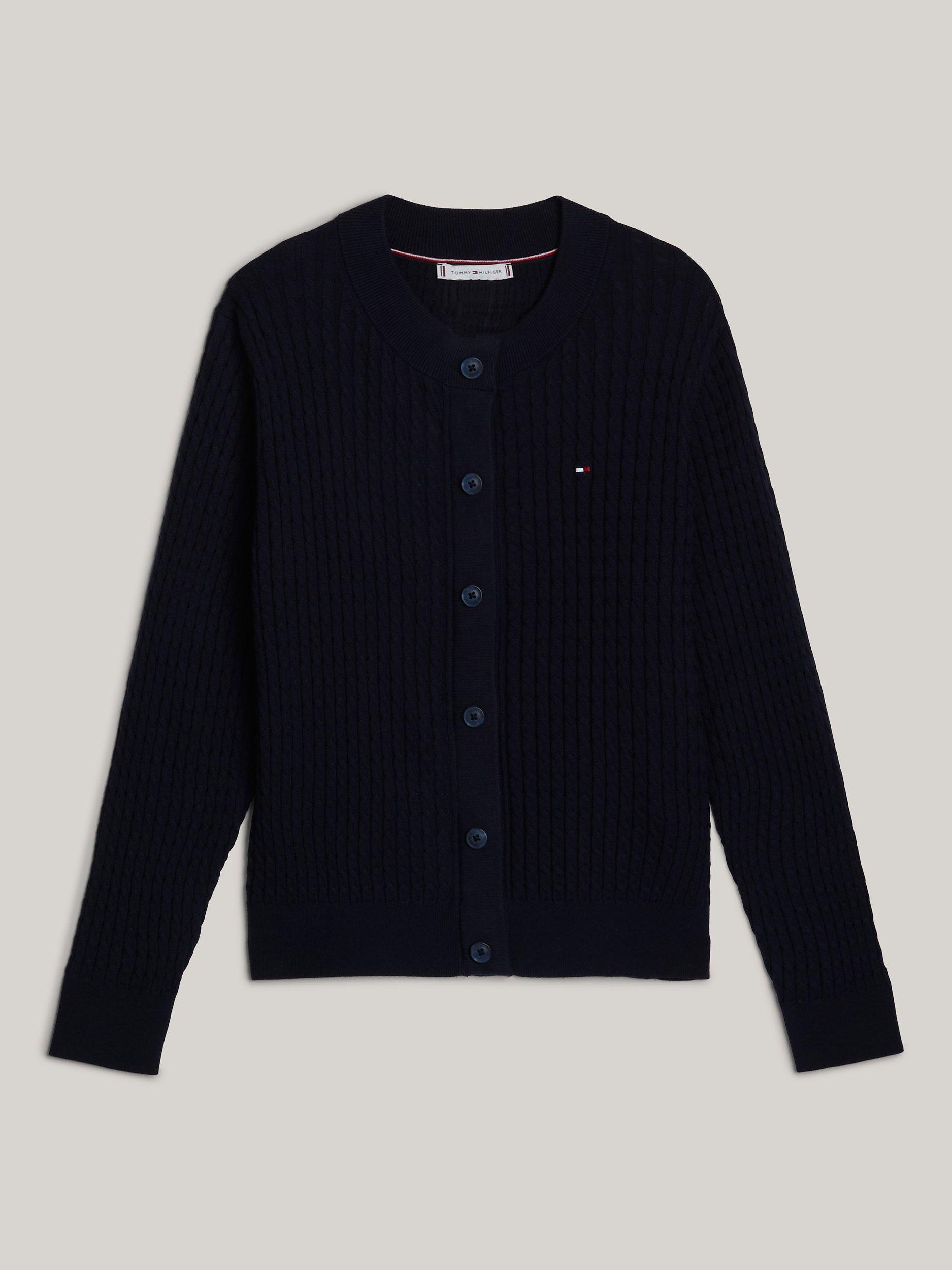 Tommy Hilfiger Textured Knit Organic Cotton Cardigan, Desert Sky