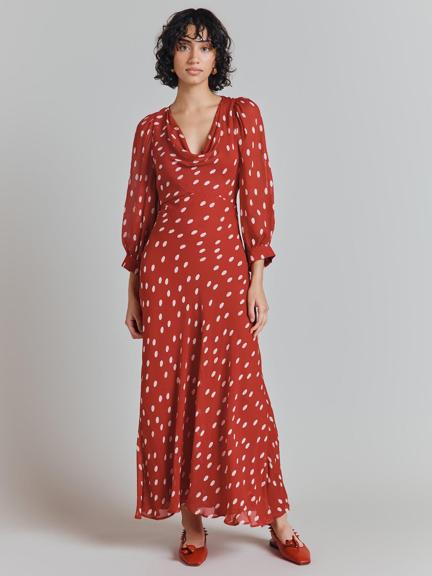 Ghost Zoe Polka Dot Maxi Dress, Red/White