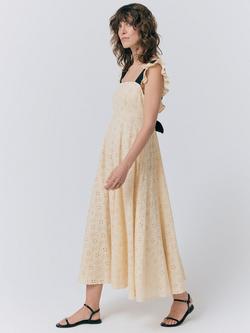 Ghost Charlotte Embroidered Midi Dress - view 2, Cream