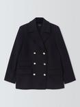 Theory Wool Blend Pea Coat, Navy