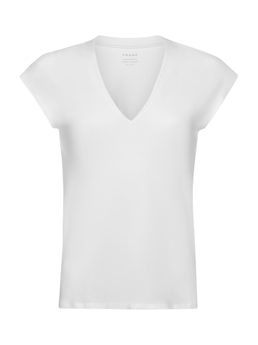 Product image 2 of 3, which shows FRAME Le Mid Rise Organic Pima Cotton T-Shirt, White, XS