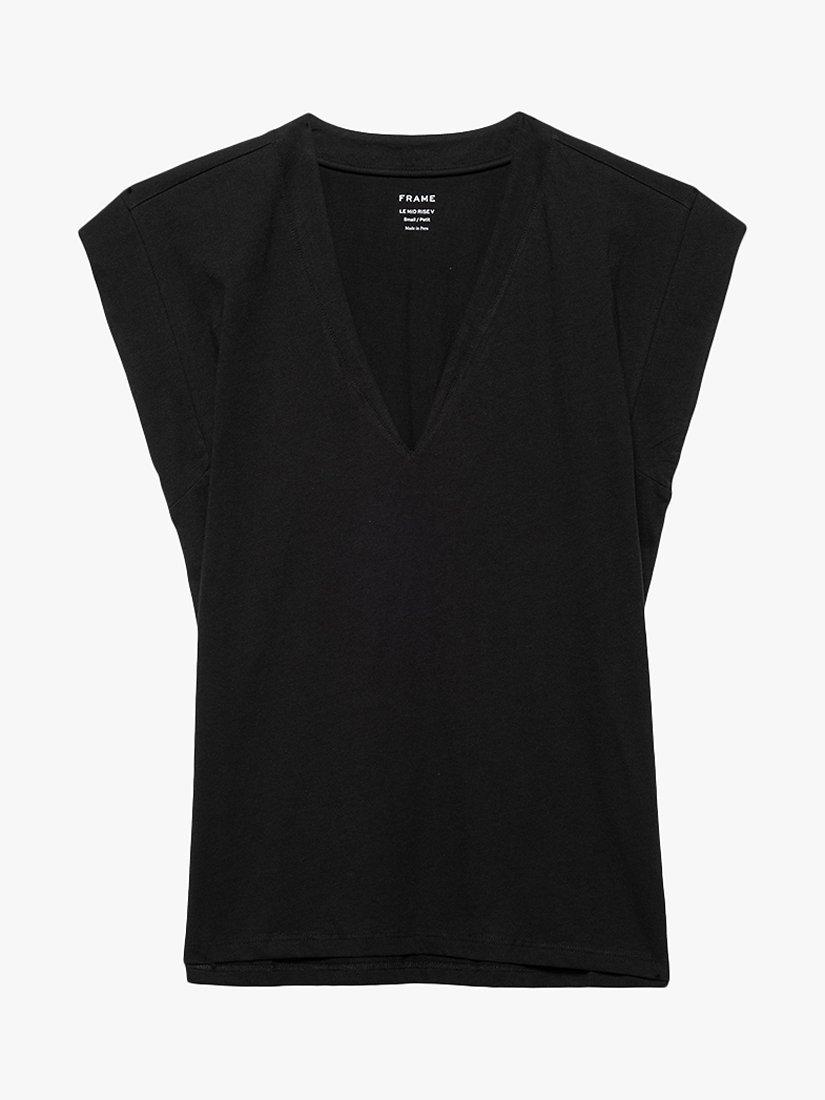 Product image 1 of 1, which shows FRAME Le Mid Rise Organic Pima Cotton T-Shirt, Black, XS