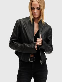 AllSaints Sadler Leather Jacket, Black, Black