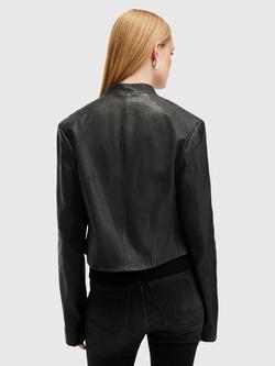 AllSaints Sadler Leather Jacket, Black - view 2, Black