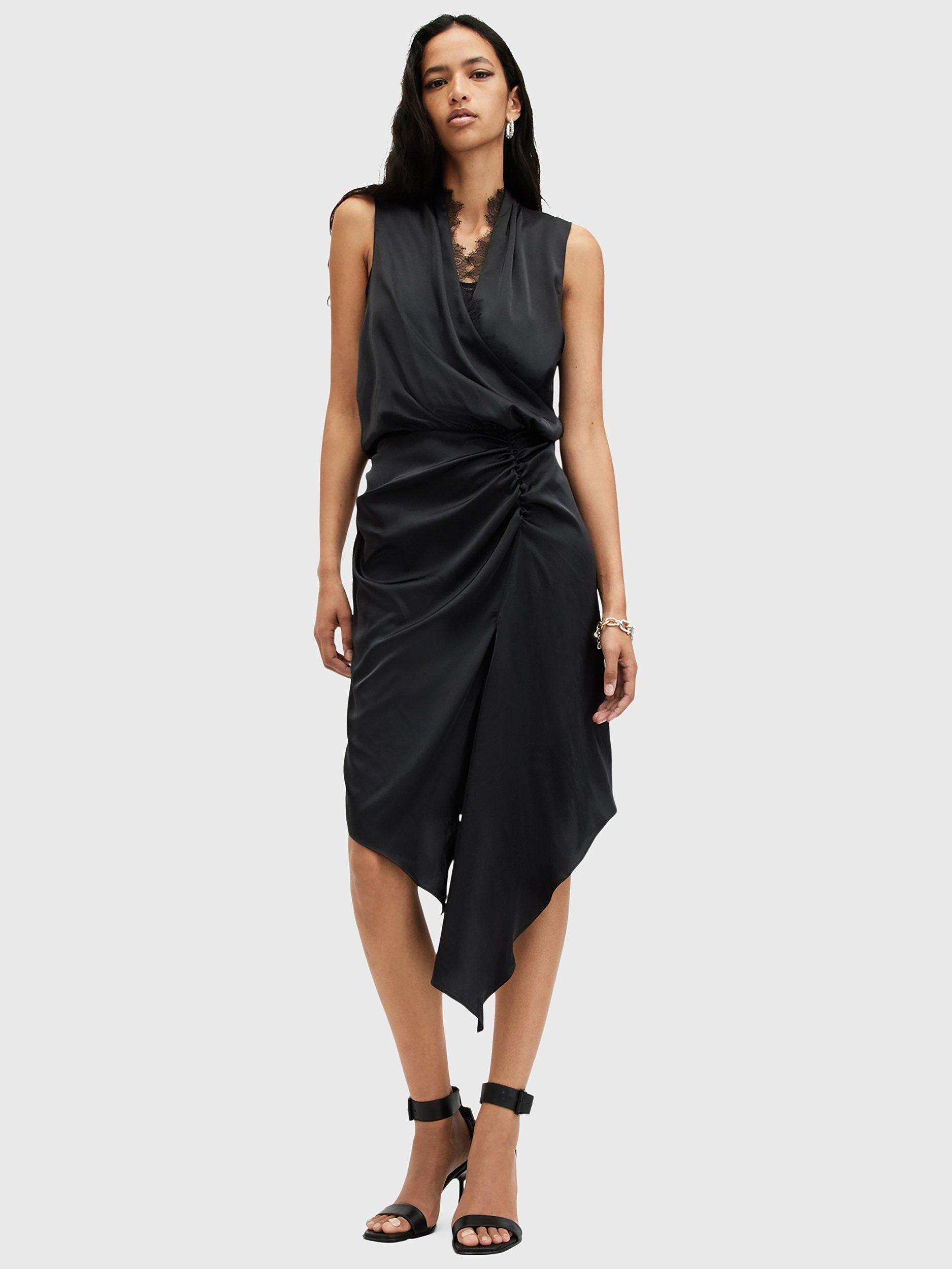 Black high low wrap dress sale