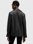 AllSaints Billie Embellished Leather Biker Jacket, Black