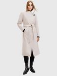 AllSaints Riley Wrap Around Belted Long Line Wool Blend Coat