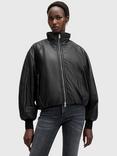 AllSaints Rowan Leather Bomber Jacket, Black