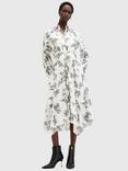 AllSaints Skye Floral Midi Shirt Dress, White Off/Multi