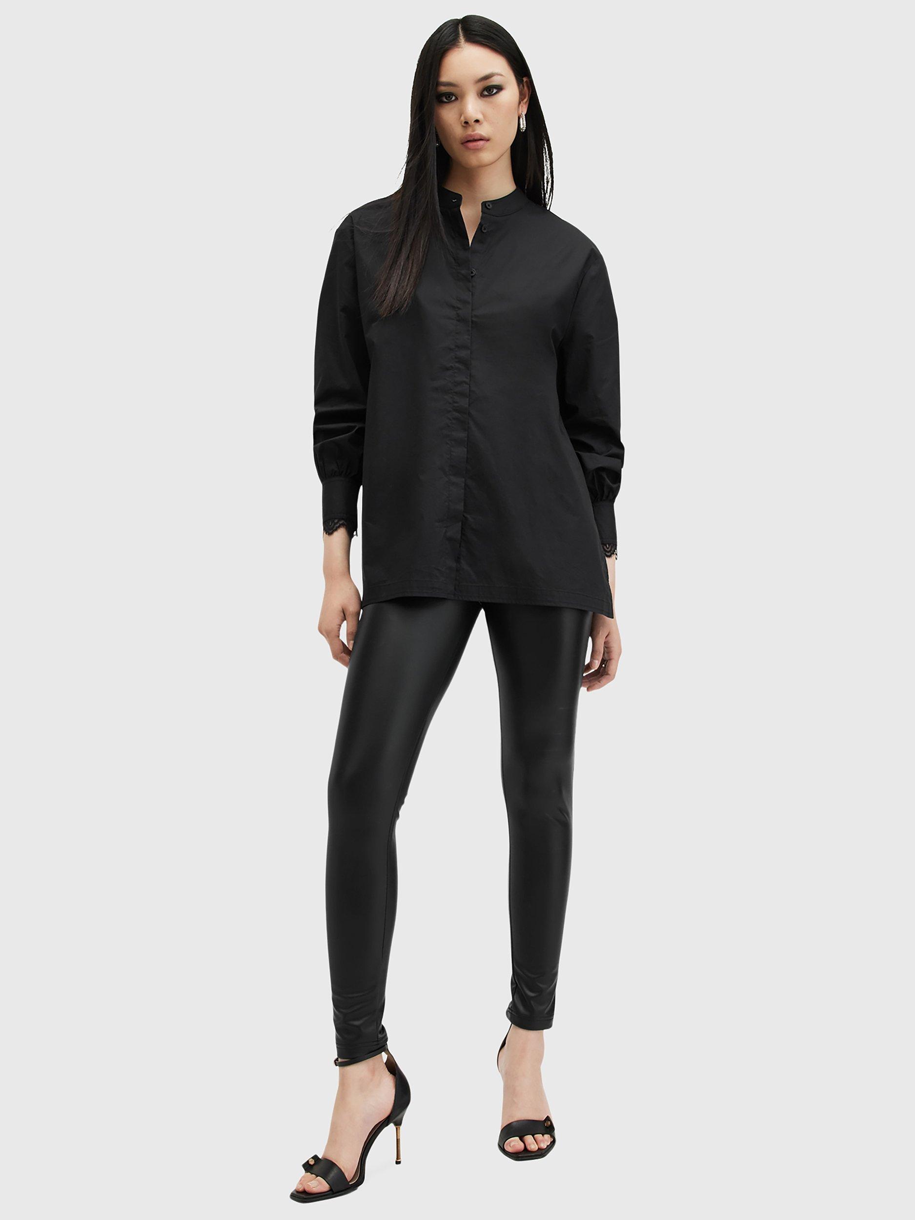 Product image 3 of 6, which shows AllSaints Ethel Lace Shirt, Black, 10