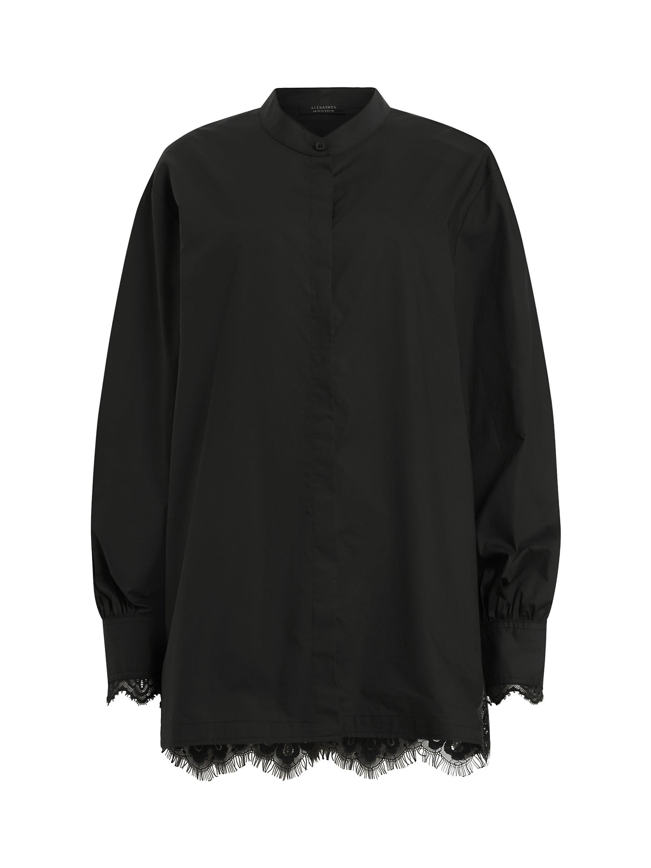 Product image 4 of 6, which shows AllSaints Ethel Lace Shirt, Black, 10