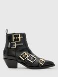 AllSaints Jane Leather Buckle Detail Ankle Boots