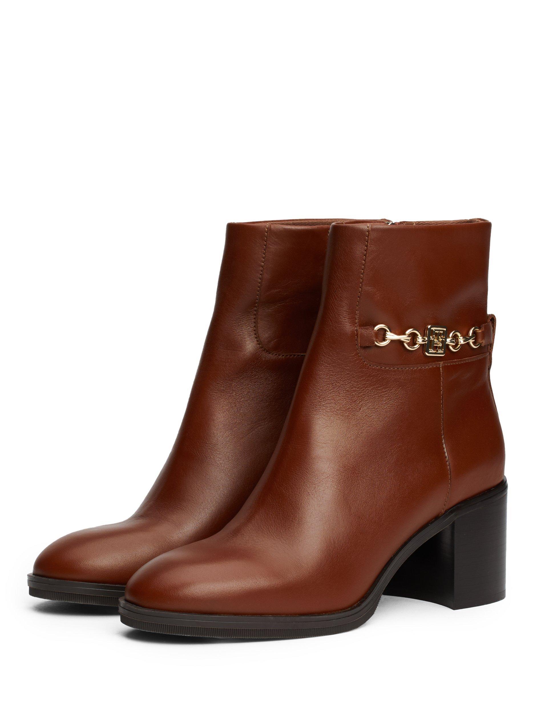 Mid ankle leather boots best sale