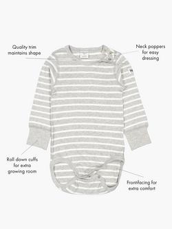 Polarn O. Pyret Baby Stripe Long Sleeve Bodysuit - view 2, Grey