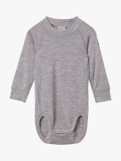 Polarn O. Pyret Baby Merino Wool Bodysuit, Grey