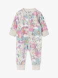 Polarn O. Pyret Baby Organic Cotton Blend Unicorn Sleepsuit, Natural