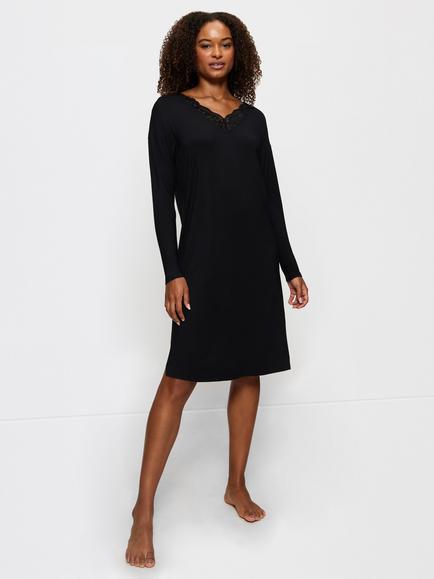 Triumph Timeless Sensuality Long Sleeve Night Dress, Black, Black