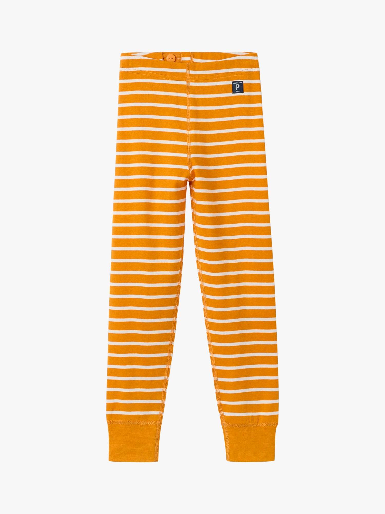 Polarn O. Pyret Kids' Organic Cotton Stripe Leggings, Orange