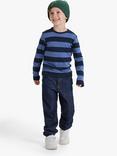 Polarn O. Pyret Kids' Organic Cotton Bold Stripe T-Shirt, Dark Sapphire