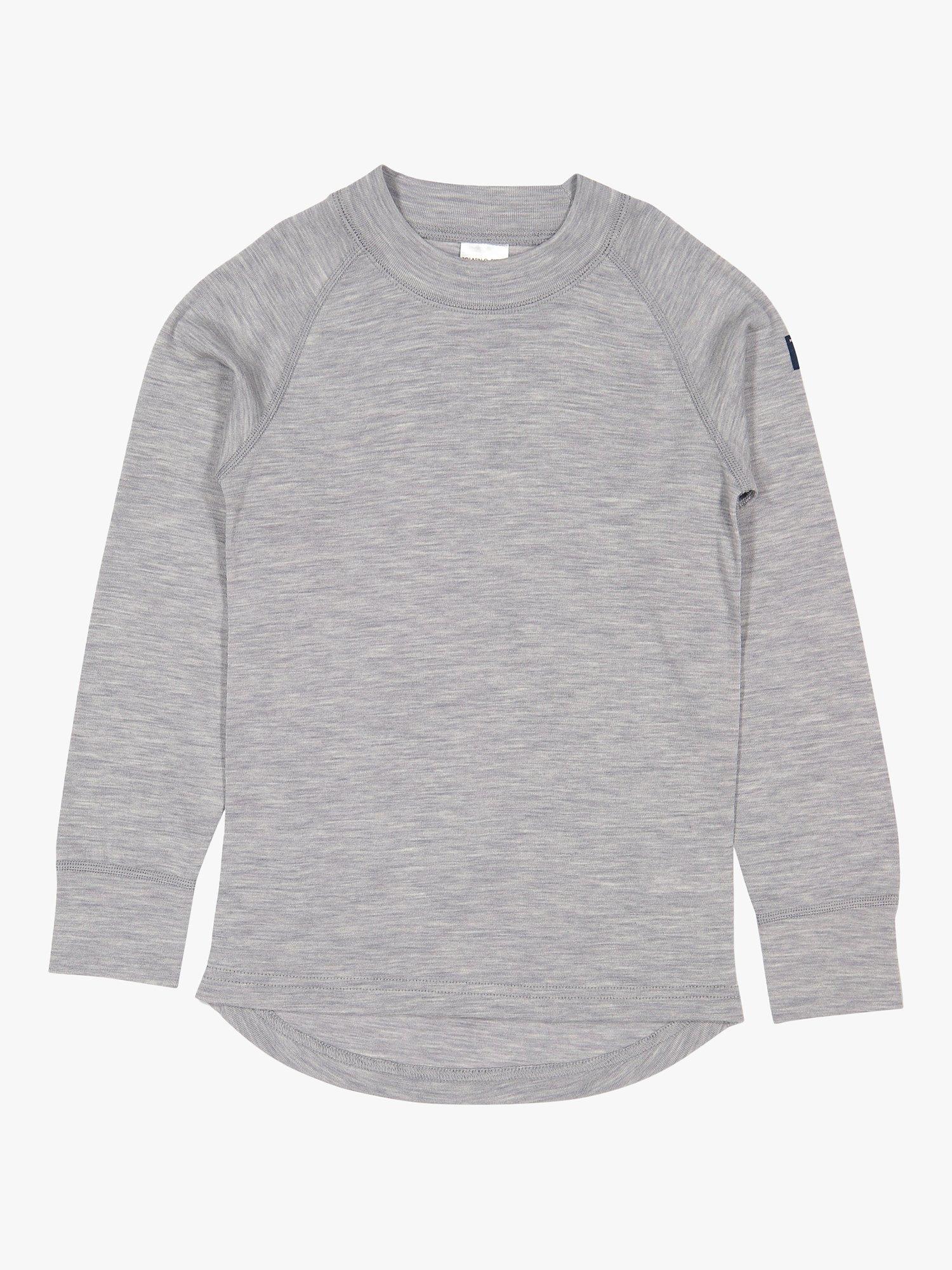 Product image 2 of 2, which shows Polarn O. Pyret Baby Merino Long Sleeve Top, Grey Melange, 6-12 months