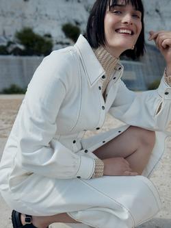 Whistles Harlowe Denim Midi Dress, Ivory, Ivory