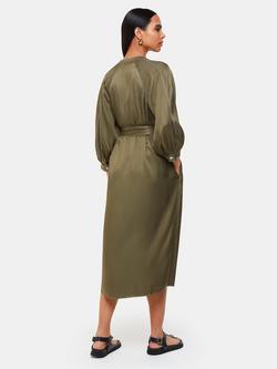 Whistles Mabel Topstitch Midi Dress, Khaki - view 2, Khaki
