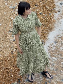 Whistles Linear Leaf Midi Dress, Green/Multi, Green/Multi