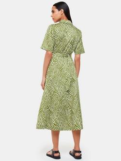 Whistles Linear Leaf Midi Dress, Green/Multi - view 2, Green/Multi