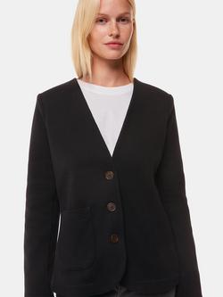 Whistles Lucy V Neck Jersey Jacket, Black, Black