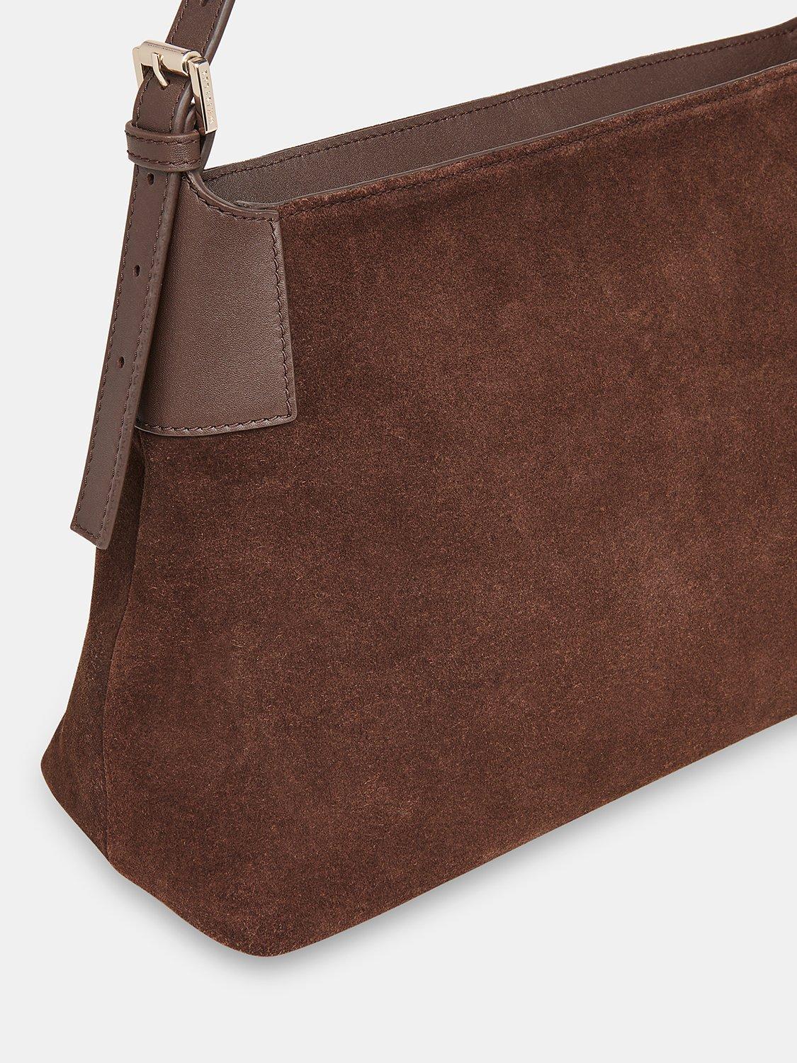 Product image 4 of 5, which shows Whistles Paloma Suede Shoulder Bag, Chocolate