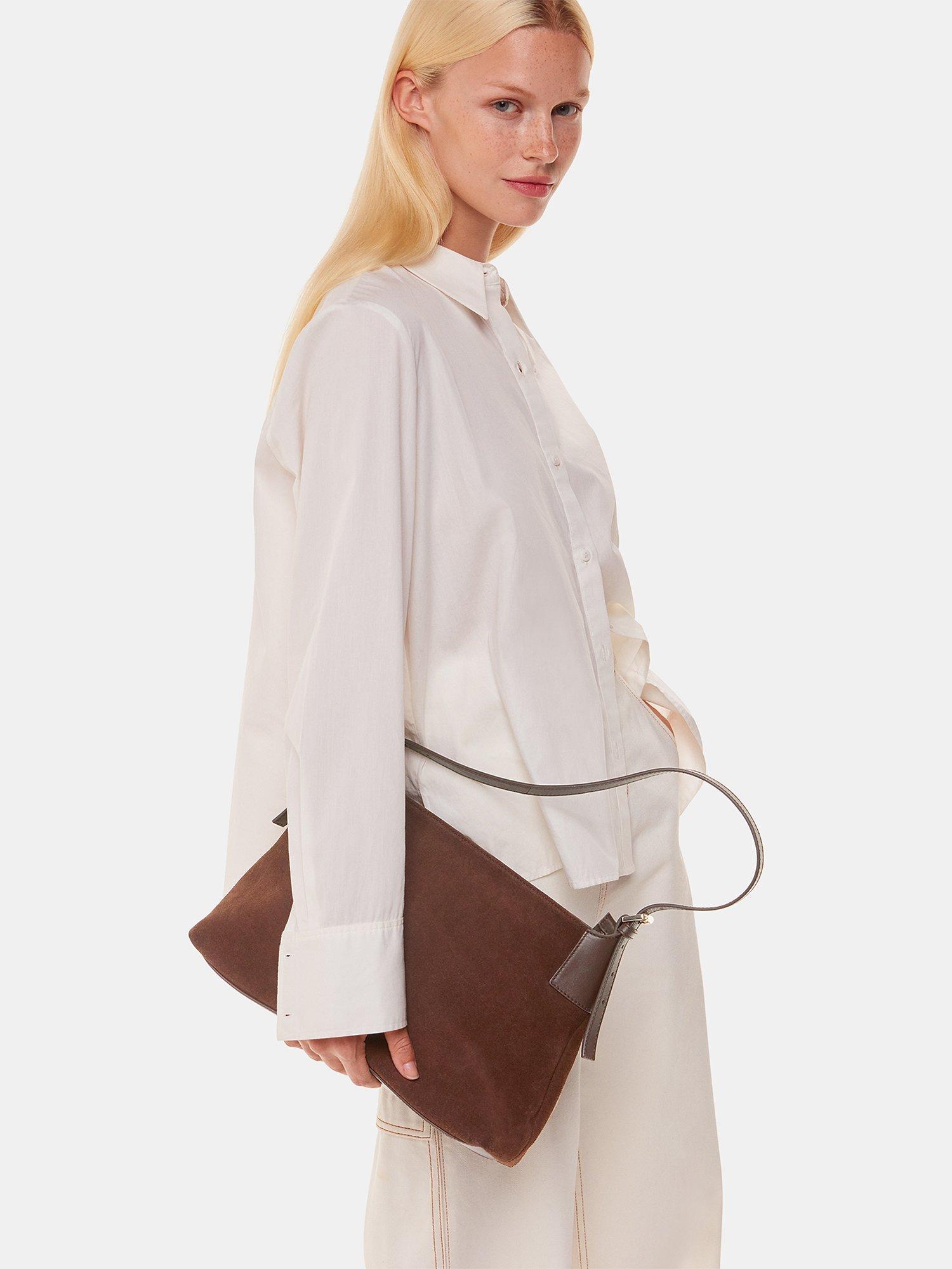 Product image 5 of 5, which shows Whistles Paloma Suede Shoulder Bag, Chocolate