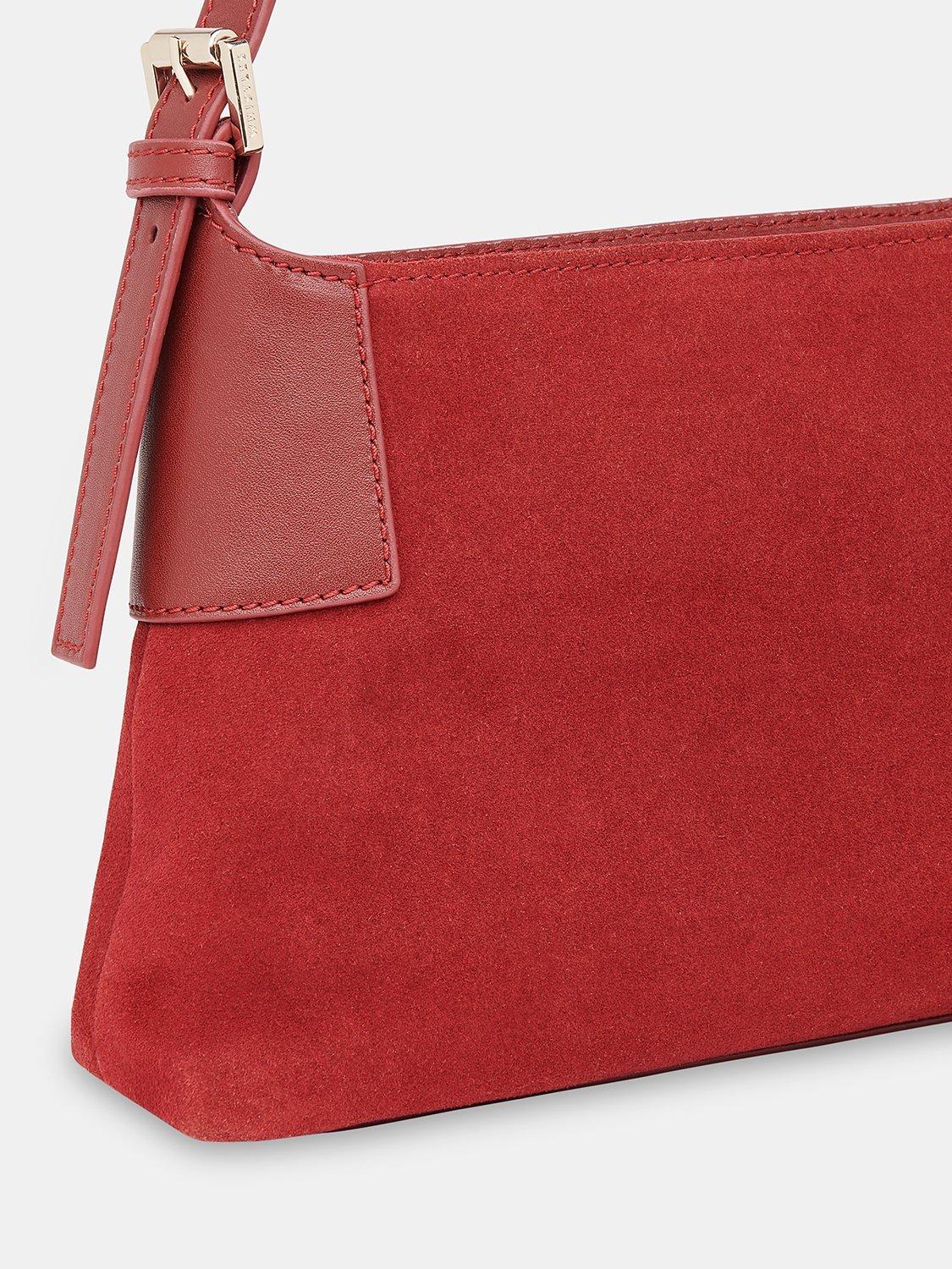 Product image 4 of 5, which shows Whistles Paloma Suede Shoulder Bag, Dark Red