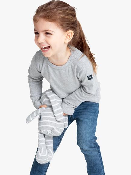 Polarn O. Pyret Kids' Organic Cotton Long Sleeve T-Shirt, Grey